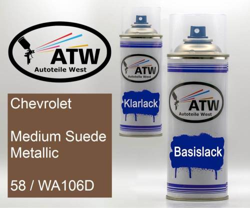 Chevrolet, Medium Suede Metallic, 58 / WA106D: 400ml Sprühdose + 400ml Klarlack - Set, von ATW Autoteile West.